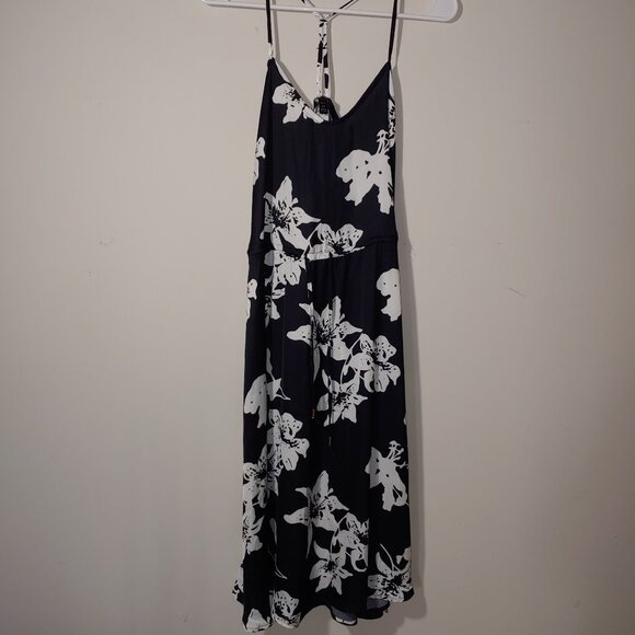 BANANA REPUBLIC Black and White Floral Racerback Midi Dress Size 0P - Picture 7 of 7